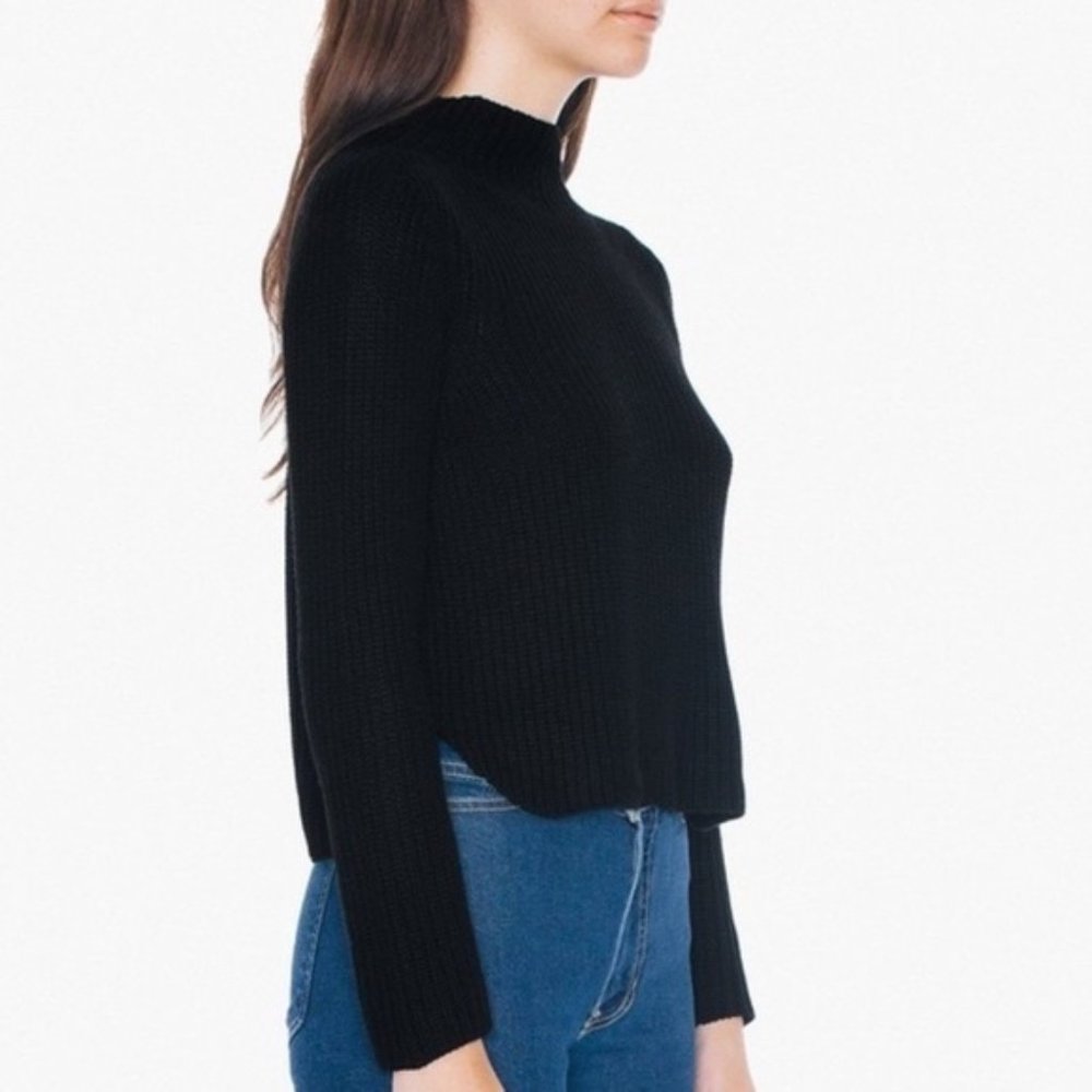 American Apparel Black Mock Neck Cropped Sweater